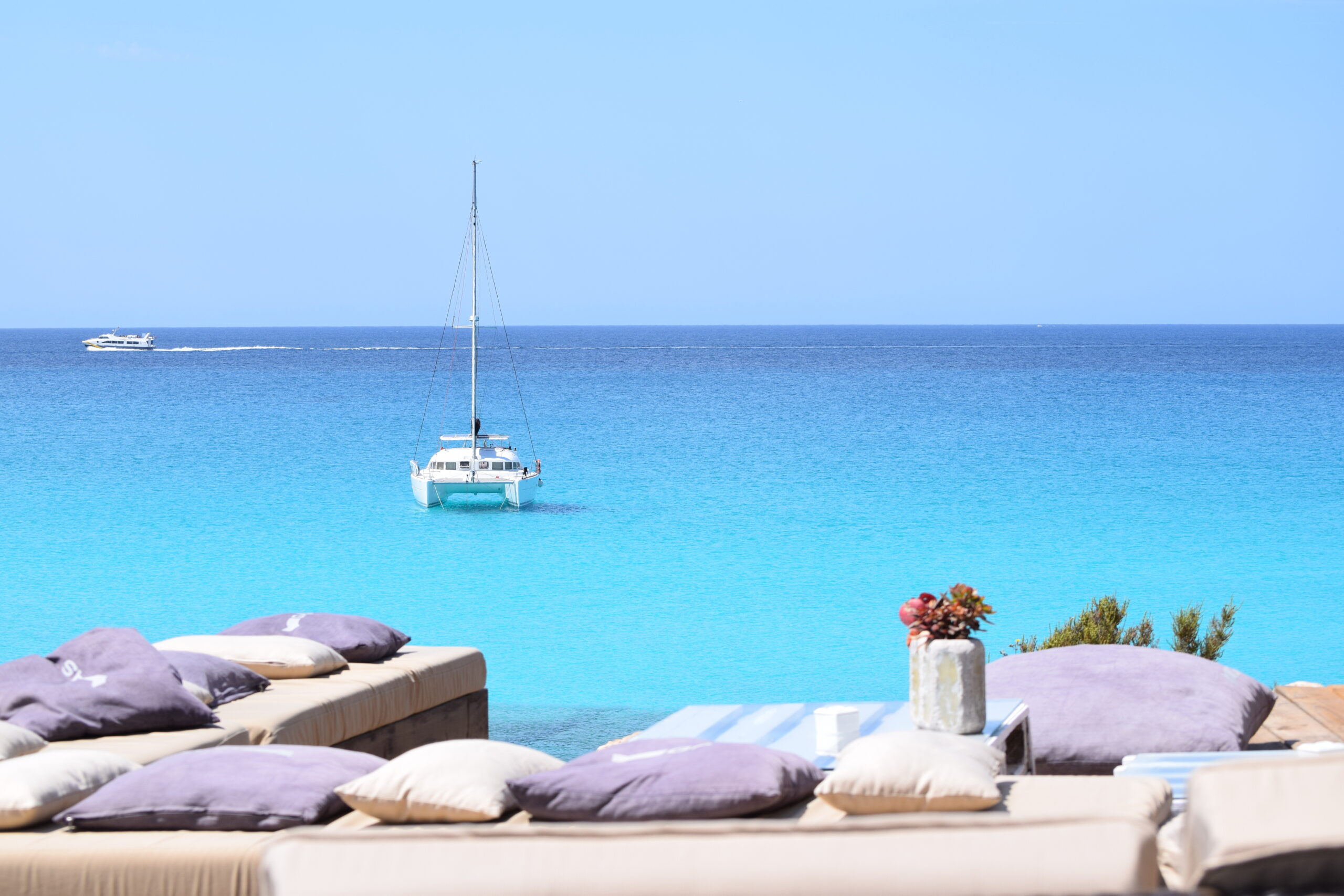 Cala Saona Formentera sea view on Riva Perseo 76 charter