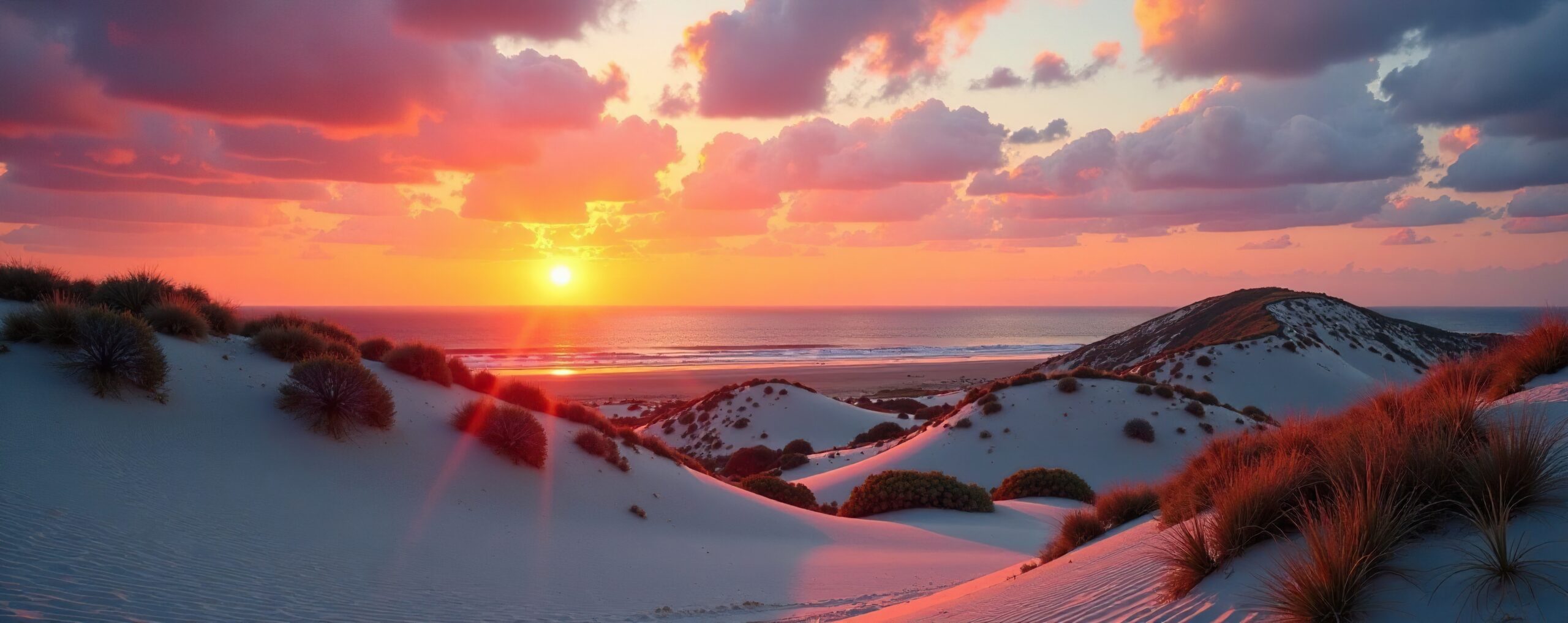 Sunset over Ses Salines Ibiza dunes on Riva Perseo 76 sunset cruise