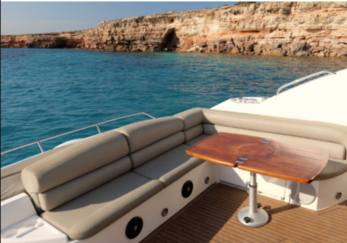 Sunseeker Predator 62 private yacht route to Cala Jondal Ibiza