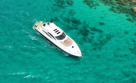 Private Sunseeker yacht experience around S'Espalmador and Formentera